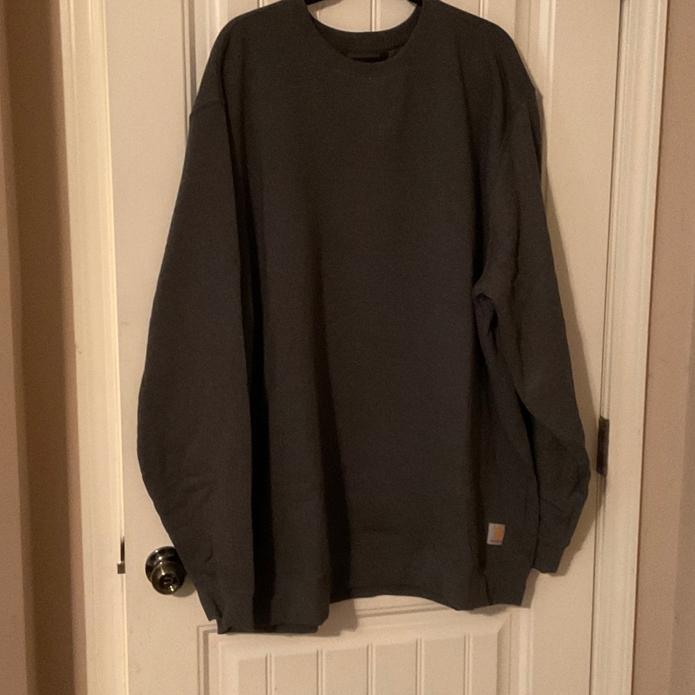 Carhartt Gray Sweatshirt with Yellow Logo Patch